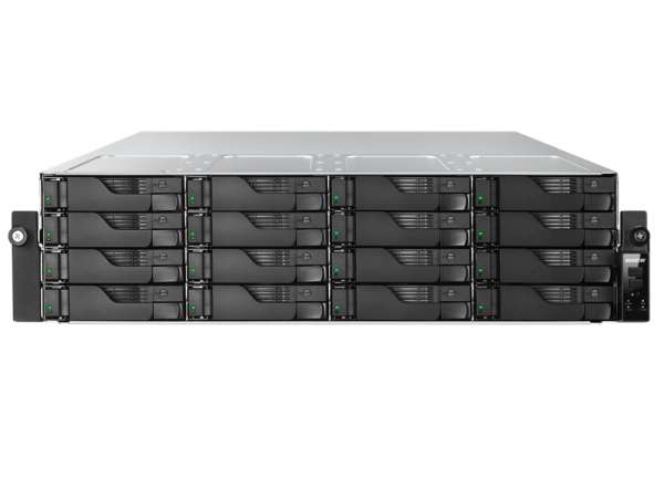 Asustor AS7216RDX, 3U 16-bay NAS, AMD Ryze 7 Pro 7745 Octa-Core 3.8GHz (up to 5.3GHz), 16GB ECC DDR5-4800 UDIMM (Max. 192GB), 12x SATA3 6Gb/s; 3.5"/2.5" HDD/SSD,1x M.2 NVMe slot (PCIe Gen5 x4), 2x GLAN 2x 10GLAN (10G/1G), Redundant 550W, Rail Kit, Black