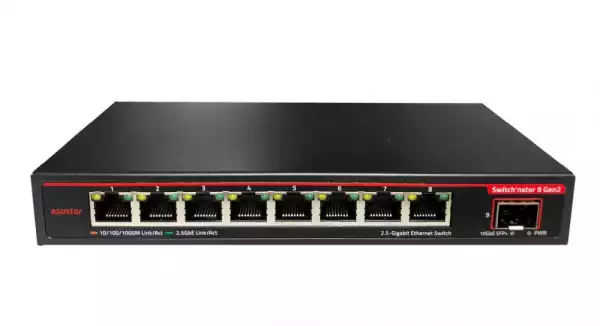 Asustor ASW209X, Switch"nstor 9 Gen2, 9-port 1x 10GbE (10G/2.5G/1G, SFP+), 8x 2.5GbE (2.5G/1G/100M, RJ45), Black