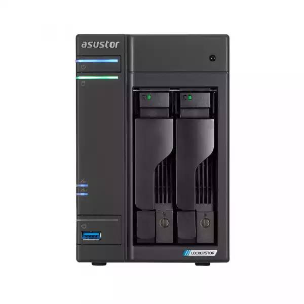 Asustor Lockerstor AS6702T, 2 Bay NAS, Intel Jasper Lake 4C 2.0 GHz, 4GB DDR4 SODIMM, M.2 NVMe x4 slots (Diskless), USB 3.2 Gen 2x2, Dual 2.5GbE Ports, WOW (Wake on WAN), AES-NI hardware encryption, MyArchive (support btrfs and snapshot), SSD Caching
