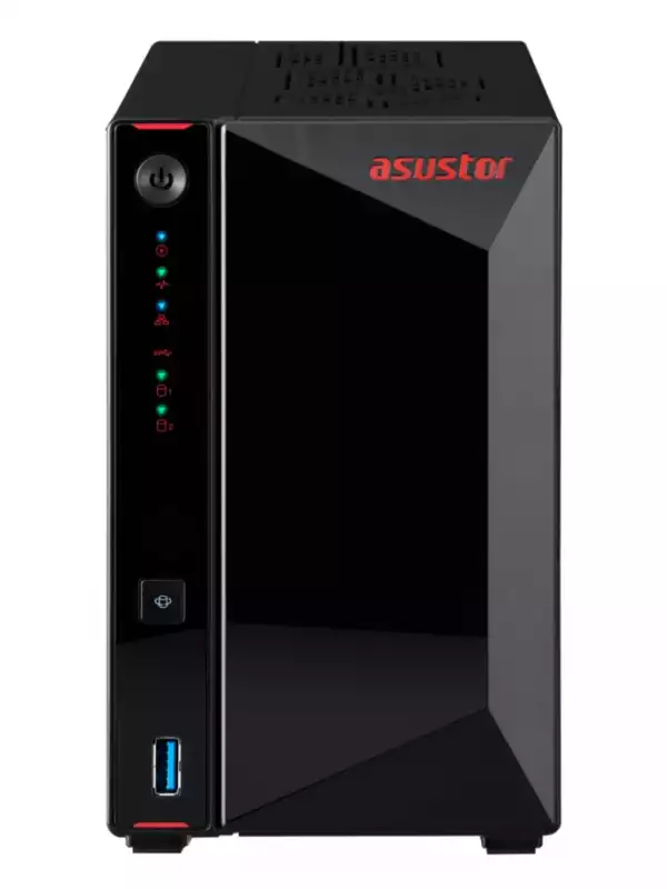 Asustor Nimbustor AS5402T, 2 Bay NAS, Quad-Core 2.0GHz CPU, Dual 2.5GbE Ports, 4GB SO-DIMM DDR4 (Max. 16GB), Four M.2 SSD Slots (Diskless), 3x USB 3.2 Gen 1 Type A, WOW (Wake on WAN), WOL, System Sleep Mode, AES-NI hardware encryption, Black