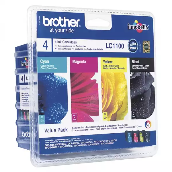 BROTHER LC-1100 ink cartridge black and tri-colour standard capacity black 9.5ml colour 7.5ml black 450 pages colour 325p 4-p