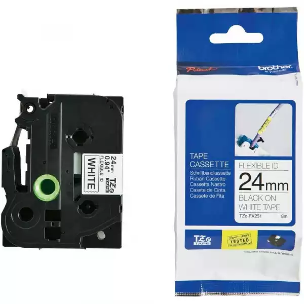 Brother TZe-FX251 Tape Black on White, Flexible ID, 24mm, 8m Brother TZe-FX251 Tape Black on White, Flexible ID, 24mm, 8m