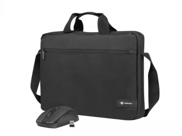 Чанта, Natec laptop bag WALLROO 2 15.6" with wireless mouse Black