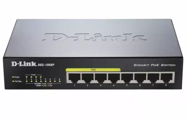 D-Link 8-port 10/100/1000 Desktop Switch w/ 4 PoE Ports