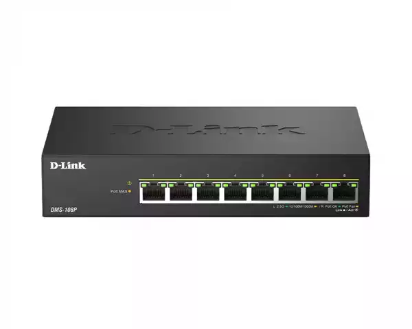 D-Link 8 ports 2.5G/MultiGig PoE Unmanaged Switch, Metal