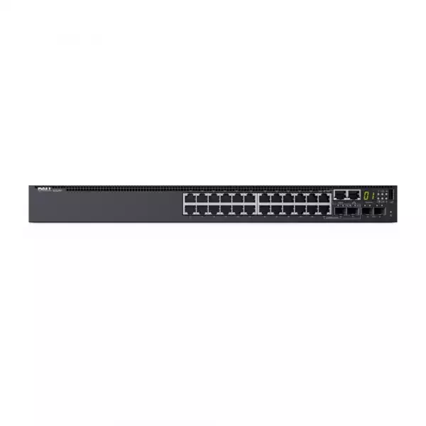 Dell Networking S3124P, L3, PoE+, 24x 1GbE, 2x Combo, 2x 10GbE SFP+ fixed ports, Stacking, IO to PSU air, 1x 715w AC PS, 1Y PS NBD, 210-AIMO