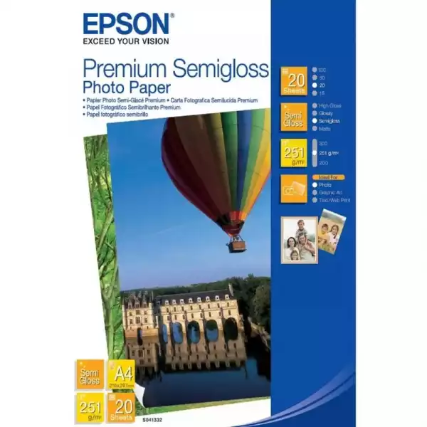 EPSON Premium semi gloss photo paper inkjet 251g/m2 A4 20 sheets 1-pack