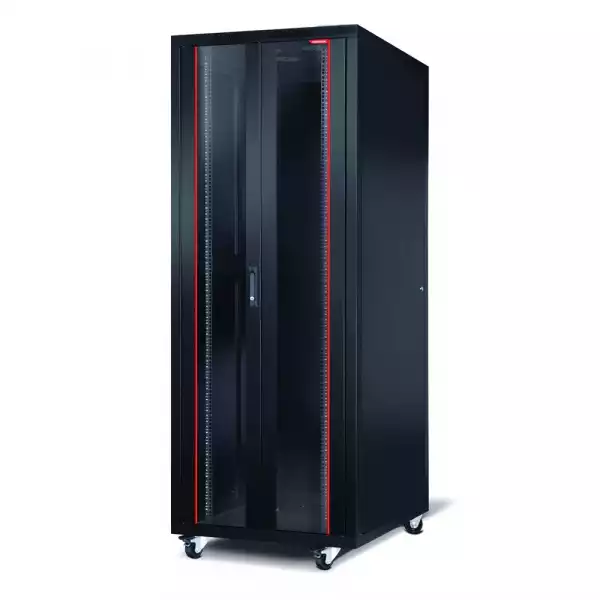 Formrack 19" Free standing rack 42U 800/800mm, height: 2098 mm, loading capacity: 600 kg, front tempered glass door, openable locking sides and back (does not include castor/feet group)
