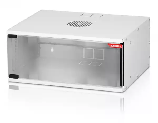 Formrack 19" Wall Mounted rack 4U SOHO 512/400mm, height: 225mm, loading capacity: 50kg., tempered glass door, 19" front rails