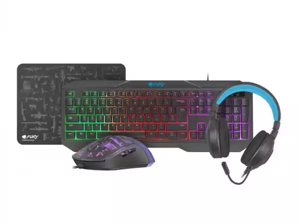 Fury Gaming Combo Set 4in1 Thunderstreak 3.0 Keyboard + Mouse + Headphones + Mousepad, US Layout