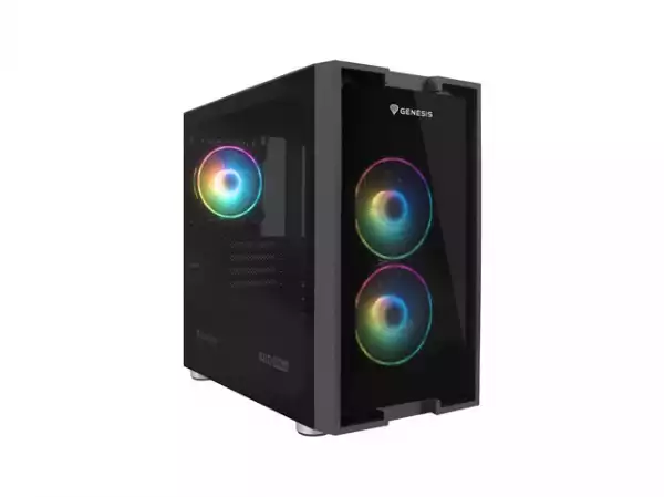 Genesis PC Case Irid 353 ARGB MATX Mini Tower Window, Black