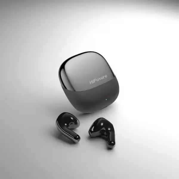 HiFuture ChromeBuds Metallic Grey, Metallic Charge Case, 4 MICS ENC, Wireless 5.4, Up to 6 Hours Battery Life by one charge, IPX5, Ultra Bass, Up to 30 Hours Battery Life Combined