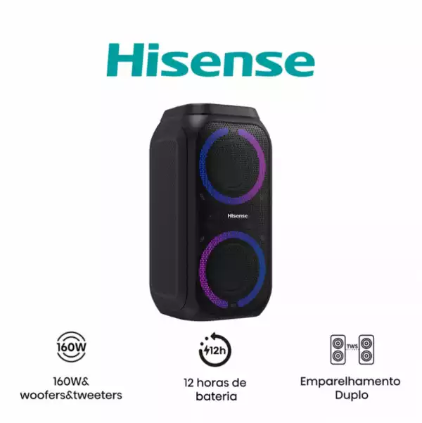 Hisense Party speaker 2.0 Ch., 160W, BT, 12h play, Black
