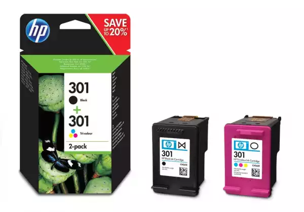 HP 301 original Ink cartridge N9J72AE Combo 2-Pack Standard Capacity Black and Colour cartridge