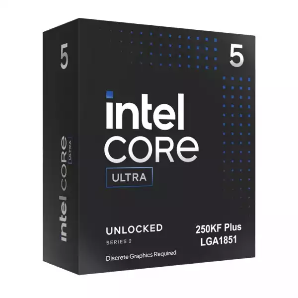 Intel Core Ultra 5 250KF 14C/14T (eC 3.3GHz / pC 4.2GHz / 5.3GHz Boost, 30MB, 159W, LGA1851)