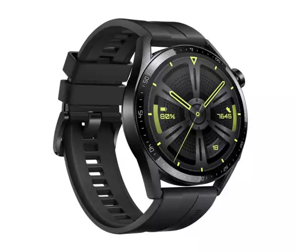 Смартчасовник Huawei Watch GT 3 46mm, Active Jupiter-B19S, 1.43", Amoled, 466x466, PPI 326, 4GB, Bluetooth 5.2 supports BLE/BR/EDR, 5ATM, NFC, GPS, Battery 455 maAh, Black Fluoroelastomer Strap