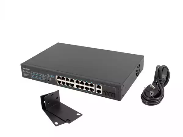 Lanberg switch 16x 100mb poe+/2x 1GB/1x sfp rack 19" unmanaged gigabit ethernet 250w
