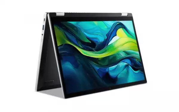 Лаптоп Acer Aspire Go Spin 14, AGSP14-31PT-3593, Intel i3 N355( up to 3.9GHz, 6MB), 14" WUXGA (1920x1200) IPS Touch (pen supportive), 8GB DDR5 on board, SSD 256GB, HD Web cam, WiFi6 ax, BT 5.2, Win 11 Home