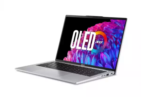 Лаптоп Acer Swift Go14, SFG14-73-56V2, Intel Core Ultra 5 125U (up to 4.3GHz, 12MB), 14" 3K (2880x1800) Cine Crystal OLED WQ2.8K 90Hz, 16GB DDR5(on bord) no slot, 1024GB, Intel Graphics, QHD Webcam, FPR, KB backlight, Wi-Fi 6E, BT 5.3, Win 11 Home, Pure Silver Лаптоп Acer Swift Go14, SFG14-73-56V2, Intel Core Ultra 5 125U (up to 4.3GHz, 12MB), 14" 3K (2880x1800) Cine Crystal OLED WQ2.8K 90Hz, 16GB DDR5(on bord) no slot, 1024GB, Intel Graphics, QHD Webcam, FPR, KB backlight, Wi-Fi 6E, BT 5.3, Win 11 Home, Pure Silver