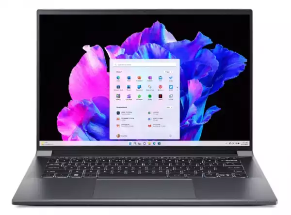 Лаптоп Acer Swift X 14, SFX14-71G-75L8, Intel Core i7-13700H(3.70GHz up to 5.00GHz, 24MB),14.5" 2.8K OLED (2880x1800) 120Hz, 16GB DDR5, 1024 GB NVMe SSD,RTX 4050 6GB GDDR6, FHD Cam,WiFi 6E, BT 5.1, Micro SD card,Backlit Kbd, Win 11 Home , Steel Gray Лаптоп Acer Swift X 14, SFX14-71G-75L8, Intel Core i7-13700H(3.70GHz up to 5.00GHz, 24MB),14.5" 2.8K OLED (2880x1800) 120Hz, 16GB DDR5, 1024 GB NVMe SSD,RTX 4050 6GB GDDR6, FHD Cam,WiFi 6E, BT 5.1, Micro SD card,Backlit Kbd, Win 11 Home , Steel Gray