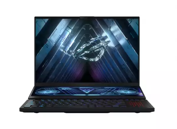 Лаптоп Asus ROG Zephyrus Duo 16 GX650PZ-NM014X,AMD Ryzen 9 7945HX  (16-core/32-thread, 64MB L3 cache, up to 5.4 GHz max boost), 16"WQXGA (2560 x 1600,16:10)165Hz, 32GB DDR5 4800Mhz(2*16),PCIE NVME 1TB M.2 SSD, RTX 4080 12GB GDDR6,WiFi 6e,RGB Kbd, Windows 11 Pro