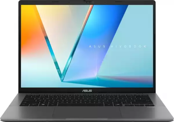 Лаптоп Asus Vivobook S M3407KA-SF030,AMD Ryzen 5 AI,14.0 OLED WUXGA(WU) 1920X1200 16:10 Bend+300nits Glare DCI-P3:95% Glare 60 Hz,16GB DDR5 (on BD),1TB SSD,Backlit Chiclet Keyboard with Num-key, No OS, Matt Grey, AI PC +Backpack