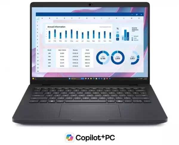 Лаптоп Dell Pro Max 14 MC14255, AMD Ryzen AI 9 HX PRO 370 (36MB cache, 12 cores, up to 5.1 GHz), 14" QHD+ LCD with 300 nits, 32GB: 1x32GB, LPDDR5x, 8000 MT/s, 1TB TLC, AMD Radeon Integrated Graphics, FHD RGB IR Cam, Wi-Fi 7, FPR, Backlit Kb, Win 11 Pro, 3Y