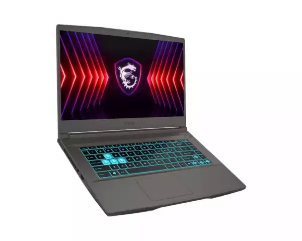 Лаптоп MSI Thin 15 B12UC, i5-12450H (8C/12T, up to 4.40 GHz, 12 MB), GeForce RTX 3050 4GB GDDR6, 15.6" FHD (1920x1080), 144Hz, IPS-Level, 8GB DDR4 3200, 512GB PCIe Gen4x4 SSD, 1x 2.5" SLOT FREE, WiFi 6E, BT5.3, Single Backlit KBD Blue, NO OS, 52.4 Whrs, 1.86 kg