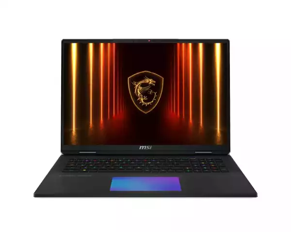 Лаптоп MSI Titan 18 HX AI A2XWJG, NVIDIA GeForce RTX 5090 24GB GDDR7, Intel Core Ultra 9 285HX, 18" 16:10 UHD+ (3840x2400), MiniLED, 120Hz, 64GB DDR5 6400MHz 32GBx2, 2TB NVMe PCIe Gen5x4 SSD, 2TB NVMe PCIe Gen4x4 SSD x2, Intel Killer Wi-Fi 7, Windows11 Pro