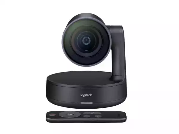 Logitech Rally Camera, Ultra HD 4K 30 fps, Motorized PTZ Camera, RightSight, RightLight, RightSound, 5x Optical Zoom, Autofocus, Black