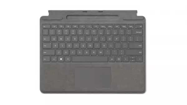 Microsoft Surface Pro Signature Keyboard ONLY Eng Intl CEE Hdwr Commercial Platinum, With Pen Storage & Charging