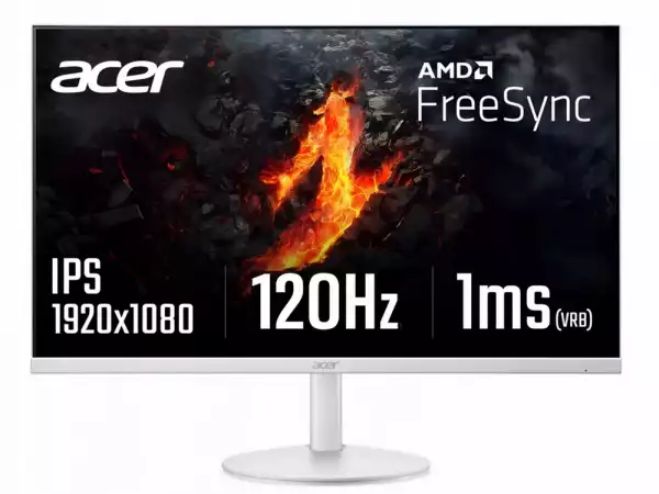 Монитор Acer SA243YG0wi, 23.8" FHD (1920x1080) IPS, ZeroFrame, 120Hz, 1ms (VRB), AdaptiveSync, 250nits, VGA, HDMI, VisionCare, Energy Class E, White, 2Y