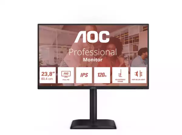 Монитор AOC 24E4U, 23.8" IPS WLED, 1920x1080@@120Hz, 4ms GtG, 300cd m/2, 1500:1, 20M:1 DCR, Adaptive Sync, FlickerFree, Anti Blue Light, 2Wx2, Tilt, Height Adjust, Pivot, Swivel, D-SUB, HDMI, USB Hub Монитор AOC 24E4U, 23.8" IPS WLED, 1920x1080@@120Hz, 4ms GtG, 300cd m/2, 1500:1, 20M:1 DCR, Adaptive Sync, FlickerFree, Anti Blue Light, 2Wx2, Tilt, Height Adjust, Pivot, Swivel, D-SUB, HDMI, USB Hub