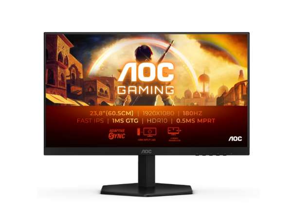 Монитор AOC 24G42E, 23.8" Fast IPS WLED, 1920x1080@@180Hz, 1ms GtG, 0.5ms MPRT, 300cd m/2, 1000:1, 80M:1 DCR, Adaptive Sync, FlickerFree, Low Blue Light, Tilt, HDMI, DP