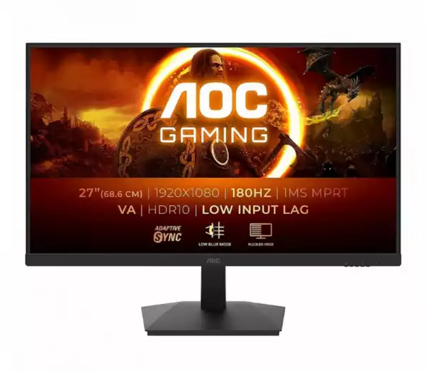 Монитор AOC C27G4ZXU, 27" Curved 1500R VA WLED, 1920x1080@@280Hz, 1ms GtG, 0.3msMPRT, 300cd m/2, 4000:1, 80M:1 DCR, Adaptive Sync, FlickerFree, Low Blue Light, 2Wx2, Tilt, Height Adjust, Swivel, 2xHDMI, DP, USB hub