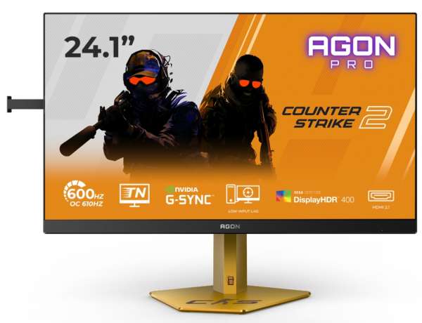 Монитор AOC CS24A, 24.1" TN eSports WLED, 1920x1080@@610Hz (OC, Native 600Hz), 0.5ms GtG, 0.3ms MPRT, 500cd m/2, 1000:1, DCR 80M:1, Adaptive Sync, FlickerFree, Low Blue Light, Tilt, Height Adjust, Pivot, Swivel, 2xHDMI, DP, USB hub