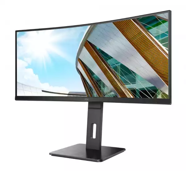 Монитор AOC CU34P2A, 34" Curved 1500R, VA, WLED, 3440x1440@@100Hz, 4ms GtG, 1ms MPRT, 300cd m/2, 3000:1, 50M:1 DCR, Adaptive Sync, FlickerFree, Low Blue Light , 3Wx2, Tilt, Height Adjust, Swivel, 2xHDMI, DP, USB hub