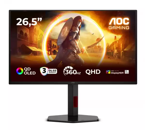 Монитор AOC Q27G4SDR 26.5inch QHD 360Hz 0.03ms 1000cd/m2 HDMI 2.1x2 DP USB 3.2 HAS