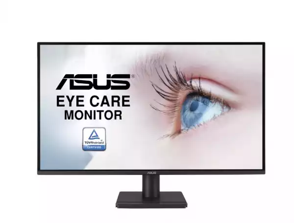 Монитор Asus VA27AQ Eye Care, 27 ", IPS, QHD, 99% sRGB, Frameless, HDMI, DisplayPort, VGA, 1ms MPRT, Stereo Speakers, Low Blue Light, Flicker Free, Wall Mountable, Black