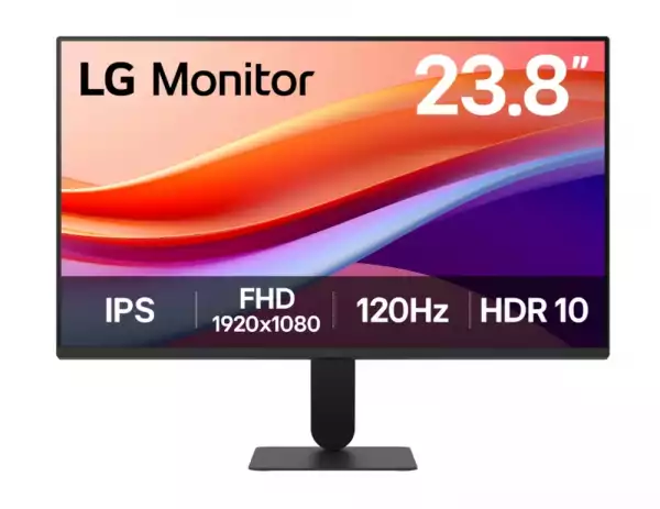 Монитор LG 24U41YA-B, 23,8" IPS, 1ms MBR, 5ms (GtG at Faster), 120Hz, 1500:1,  HDR 10 / sRGB 99%, Dynamic Action Sync, 250 cd/m2, Full HD 1920x1080, AMD FreeSync, VRR, Eye-care, LG Switch, Reader Mode, D-Sub, HDMI, Tilt, Black