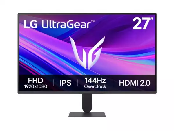 Монитор LG 27G411A-B, UltraGear 27" IPS, AG, 1ms MBR, 144Hz, 5ms GtG, 1500:1, 250cd/m2, Full HD 1920x1080, sRGB 99%, HDR10, NVIDIA G-SYNC, AMD FreeSync, HDMI, DisplayPort, LG Switch, Headphone Out, VRR, Reader mode Tilt, Black