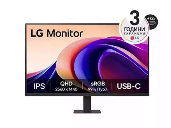 Монитор LG 32U631A-B, 31.5" QHD LED AG, IPS, 100Hz, 5ms, 250 cd/m2, 1000:1, QHD (2560 x 1440), sRGB 99% , HDR 10, USB-C (PD 15W), HDMI, LG Switch, Dynamic Action Sync, Reader mode, Headphone out, Tilt, Black