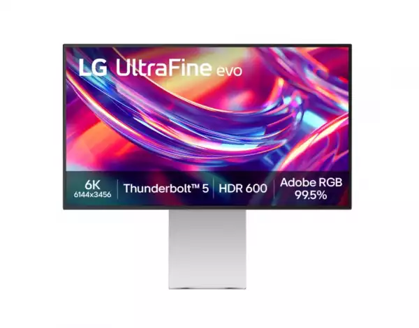 Монитор LG 32U990A-S, 31.5" UltraFine EVO 6K Nano IPS, 5ms, 450 cd/m2, 2000:1, 6K (6144 x 3456), HDR 600, Adobe 99.5% , PD 96W, USB, HDMI 2.1, Thunderbolt 5x2, DP, Speaker 5Wx2, PIP, PBP, LG Switch, Reader Mode, Tilt/Height/Pivot/, Black