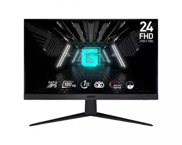 Монитор MSI G2412F, 23.8", Rapid IPS, 1ms, 180Hz, AG, FHD 1920x1080, Flat, 16:9, Adaptive-sync, NIGHT VISION, Anti-Flicker, LESS BLUE LIGHT, Frameless, 300nits, 1000:1 , 2x HDMI (2.0b), 1x DP (1.2a), Tilt, VESA, 36M Монитор MSI G2412F, 23.8", Rapid IPS, 1ms, 180Hz, AG, FHD 1920x1080, Flat, 16:9, Adaptive-sync, NIGHT VISION, Anti-Flicker, LESS BLUE LIGHT, Frameless, 300nits, 1000:1 , 2x HDMI (2.0b), 1x DP (1.2a), Tilt, VESA, 36M