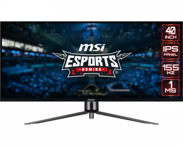 Монитор MSI MAG401QR Ultra Wide Gaming, 40", 1ms, 155Hz IPS, 3440x1440, AMD FreeSync Premium, HDR 400, KVM, Night Vision, RGB Mystic Light, 5-Way Navigator Joystick, Type-C(65W PD), DP(1.4a), 2xHDMI(2.0b), USB Hub, Tilt, VESA 100, Black, 10.3kg