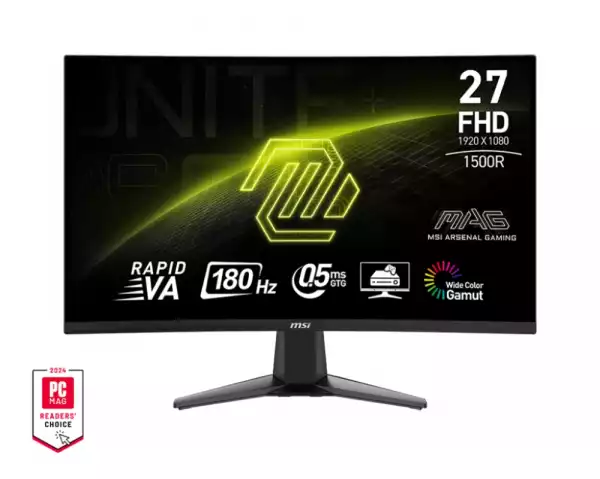 Монитор MSI MAG 27C6F, 27", Rapid VA, 180Hz, 0.5ms, VRR, CEC, CONSOLE MODE, 1920x1080 FHD, Curved, Anti-glare, Adaptive-sync, Frameless, Anti-Flicker, LBL, 250 nits, 3000:1, 100M:1, 1x Display Port (1.2a), 2x HDMI (2.0b), Headphone out, Tilt, FRAMELESS, VESA Монитор MSI MAG 27C6F, 27", Rapid VA, 180Hz, 0.5ms, VRR, CEC, CONSOLE MODE, 1920x1080 FHD, Curved, Anti-glare, Adaptive-sync, Frameless, Anti-Flicker, LBL, 250 nits, 3000:1, 100M:1, 1x Display Port (1.2a), 2x HDMI (2.0b), Headphone out, Tilt, FRAMELESS, VESA