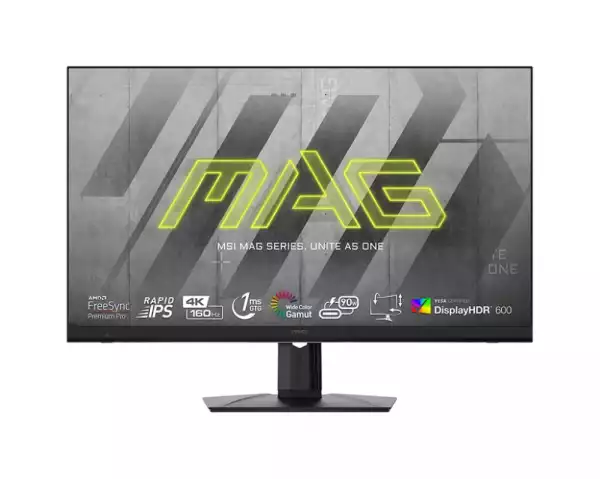 Монитор MSI MAG 323UPF, 32", 160Hz, 1ms, 3840x2160 UHD, Rapid IPS, Flat, FreeSync Premium Pro, VESA DisplayHDR 600, KVM, Tilt, HEIGHT ADJUSTMENT 100mm, 2x HDMI, DP, 1x USB Type-C with DP and PD 90W,PIP and PBP, VESA 100, 9S6-3DC79T-001