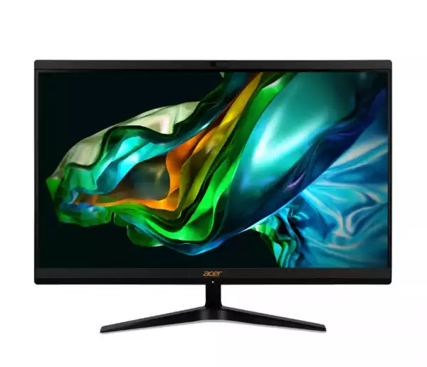 Настолен Компютър Acer Aspire C24-1800 23.8" FHD AiO, Intel Core i5-1334U (up to 4.60GHz, 12MB), 1*16GB DDR4, 1024GB SSD+ Free 2.5" slot, no DVD, Intel Iris Xe Graphics, HDMI out, 3xUSB 3.2/ 2.0, Type-C, RJ-45, WiFi AX & BT, 5MPCam+mic., KBD& Mouse USB, Tilt, NO OS, 2Y