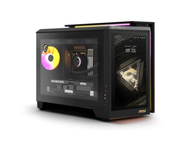 Настолен Компютър MSI MEG Vision X AI 2NVV9-208EU, Core Ultra 9 285K(36M Cache, up to 5.70GHz), GeForce RTX 5080 16G SHADOW 3X GDDR7, Z890, Liquid(360mm), 32GB(2x16GB 5600Mhz), 2TB M2, 1200W 80 Plus Gold PSU, 13" FHD Touch, MSI Project Zero, Win11Home, 42.6 Liter, 18.23kg Настолен Компютър MSI MEG Vision X AI 2NVV9-208EU, Core Ultra 9 285K(36M Cache, up to 5.70GHz), GeForce RTX 5080 16G SHADOW 3X GDDR7, Z890, Liquid(360mm), 32GB(2x16GB 5600Mhz), 2TB M2, 1200W 80 Plus Gold PSU, 13" FHD Touch, MSI Project Zero, Win11Home, 42.6 Liter, 18.23kg