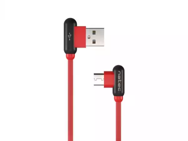 Natec USB-C(M) -> USB-A (M) 2.0 cable 1m. Angled left/right Red